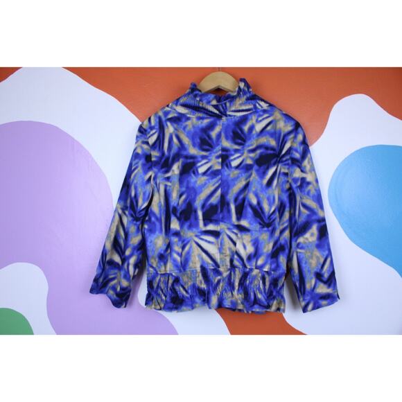 CATO Tie Dye Jacket Women's Large Ruffled Button Front Designer Cotton Blend - Picture 4 of 7